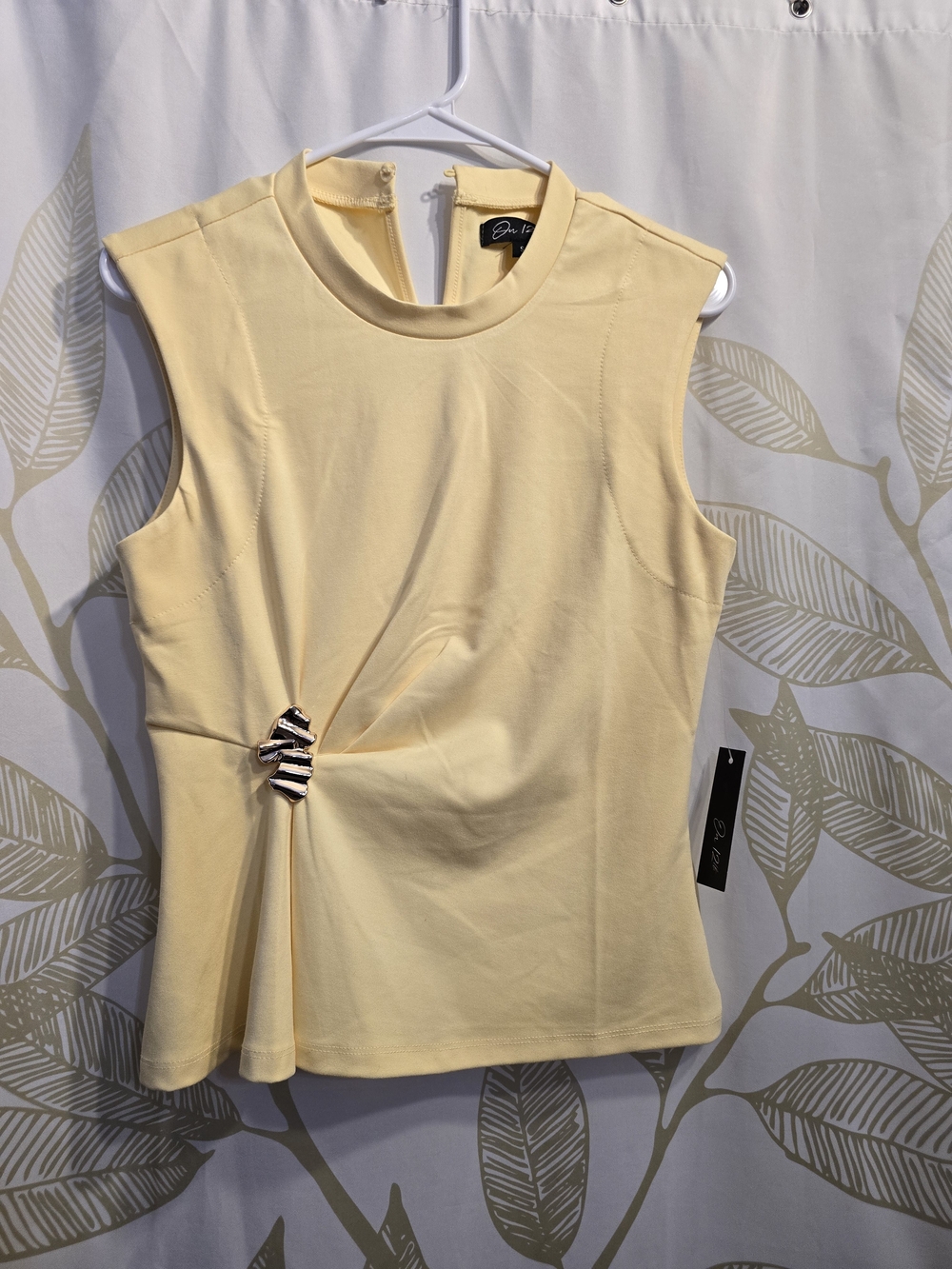 On 12th - Draped Knot Sleeveless Top - Pale Yellow